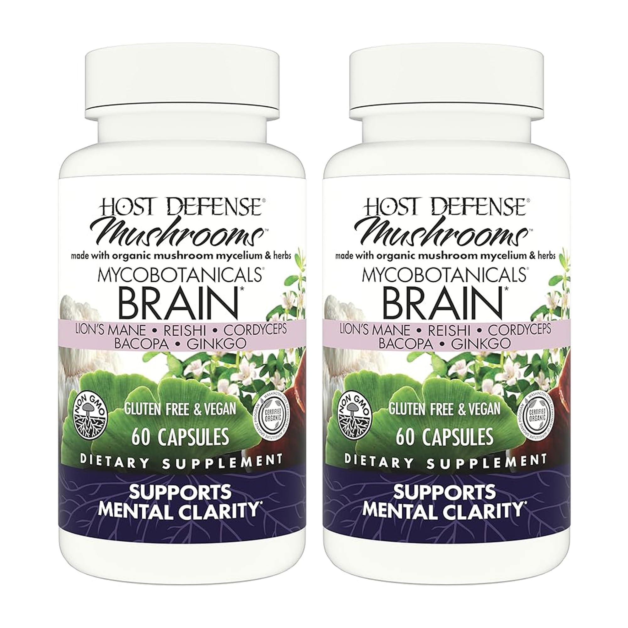Host Defense MycoBotanicals Brain: melena-de-leon para claridad mental y enfoque diario