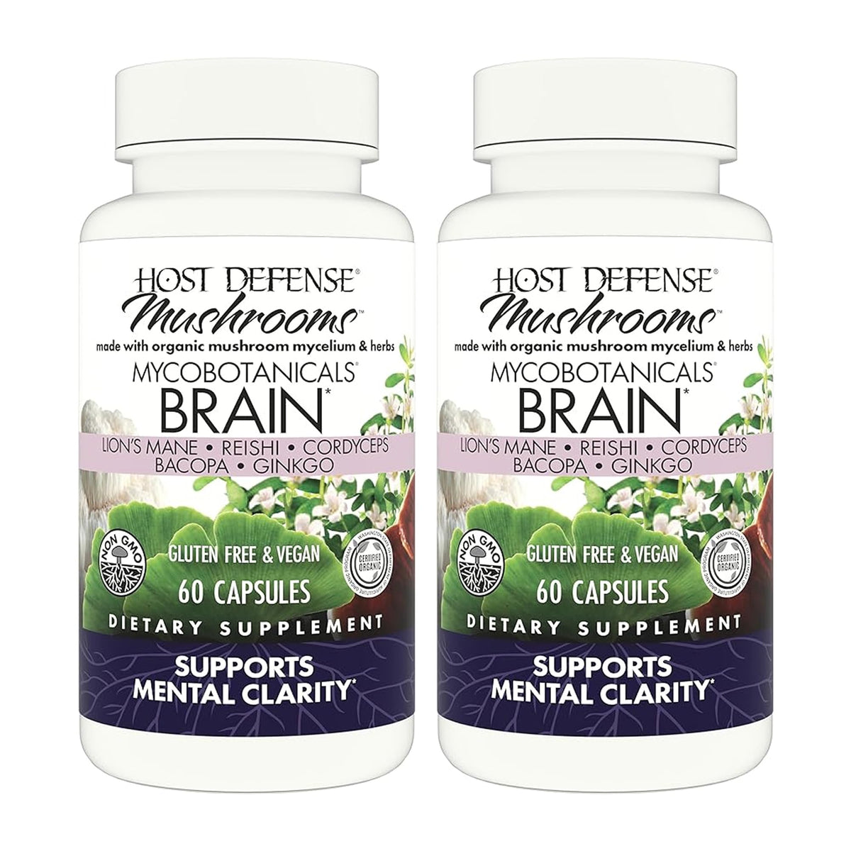 Host Defense MycoBotanicals Brain: melena-de-leon para claridad mental y enfoque diario