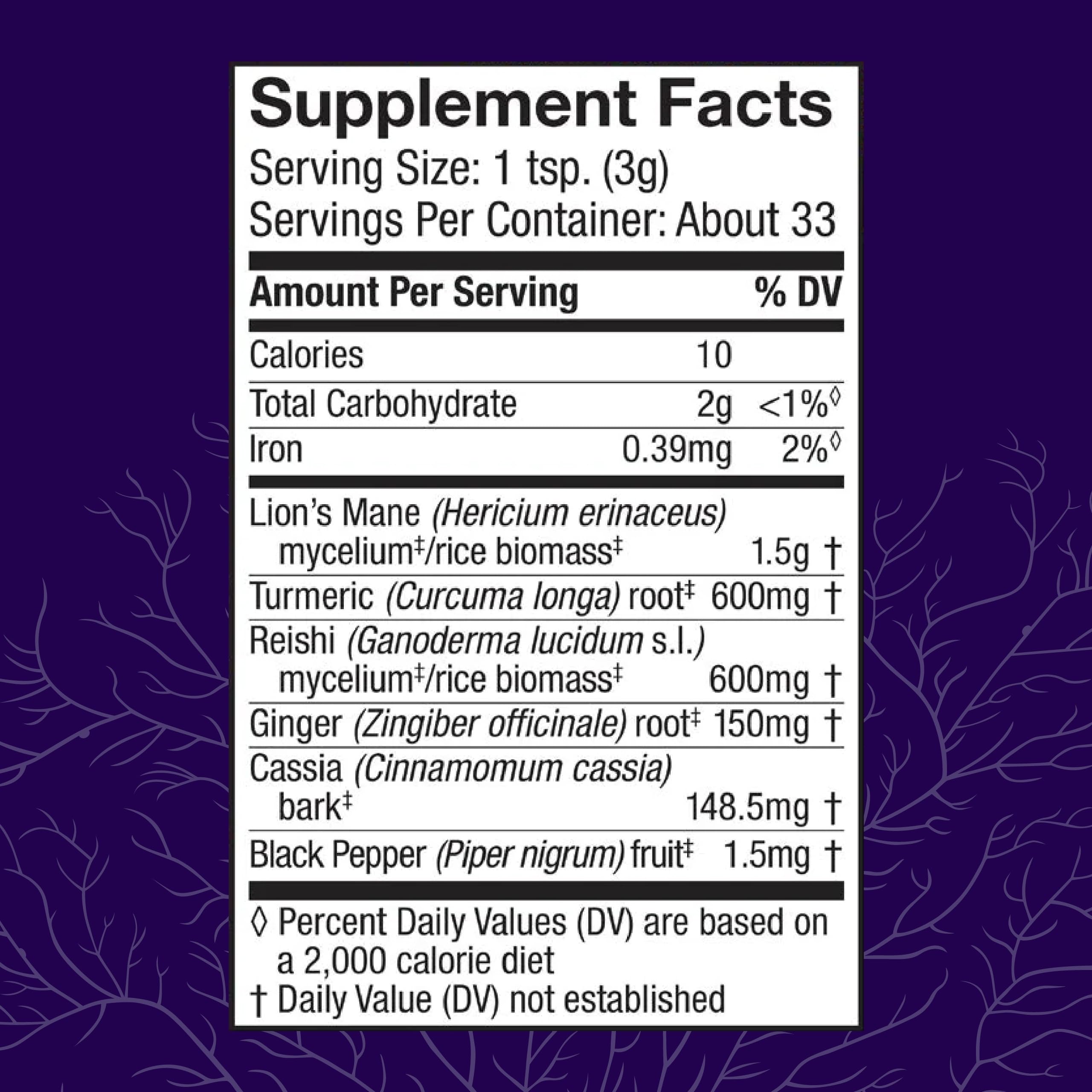 Host Defense MycoBotanicals Brain & Body con cucharita medidora, dosis precisa para cada toma.