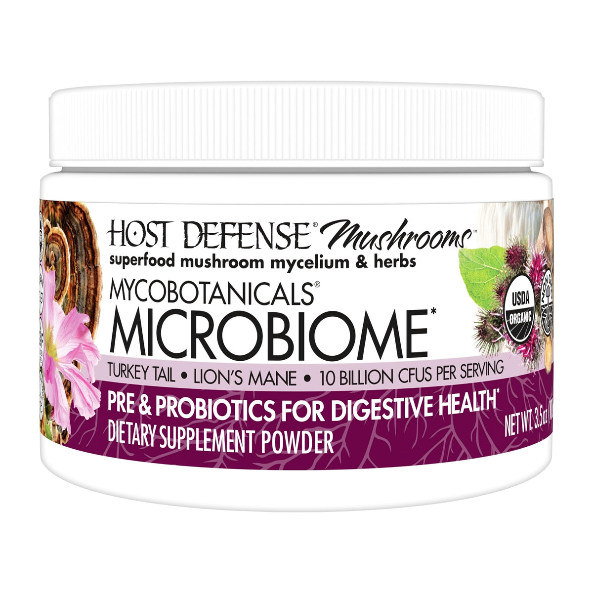 Host Defense MycoBotanicals polvo microbioma digestivo para apoyo diario