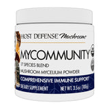 Host Defense MyCommunity polvo en botella para uso diario y bienestar general.