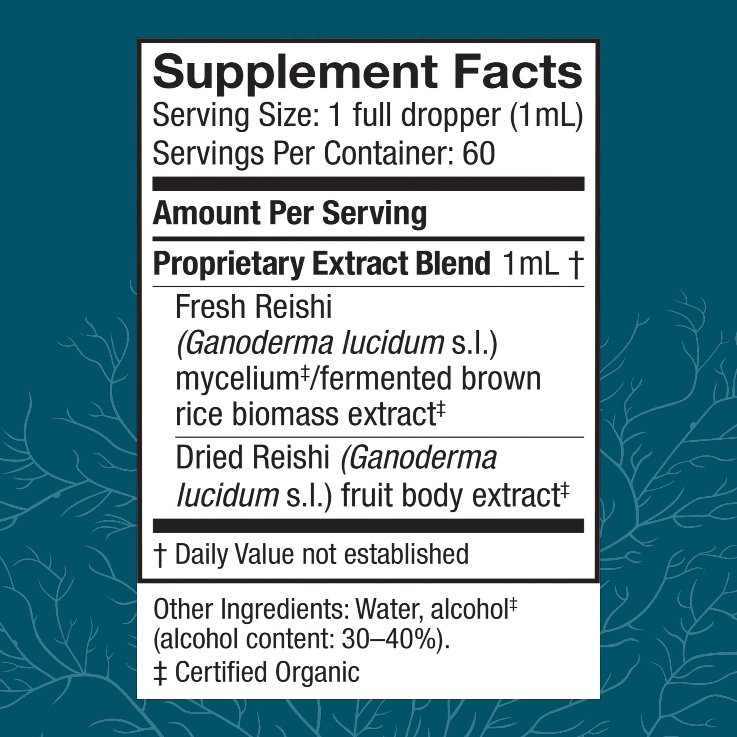 Host Defense Reishi Extract, cuentagotas en uso, dosis diaria para bienestar.