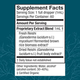 Host Defense Reishi Extract, cuentagotas en uso, dosis diaria para bienestar.