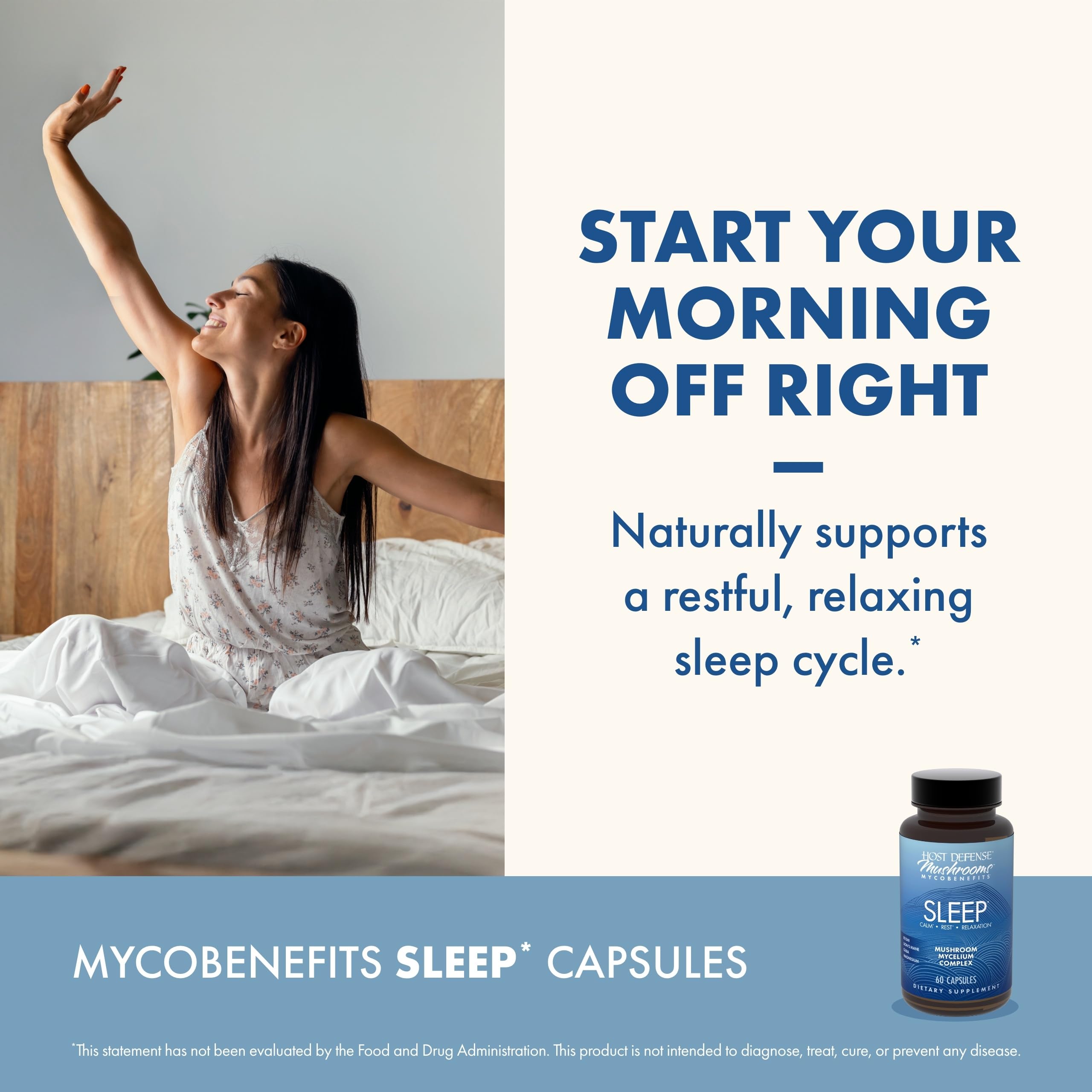 Composición de MycoBenefits Sleep con magnesio, Lion's Mane y Reishi para la relajación