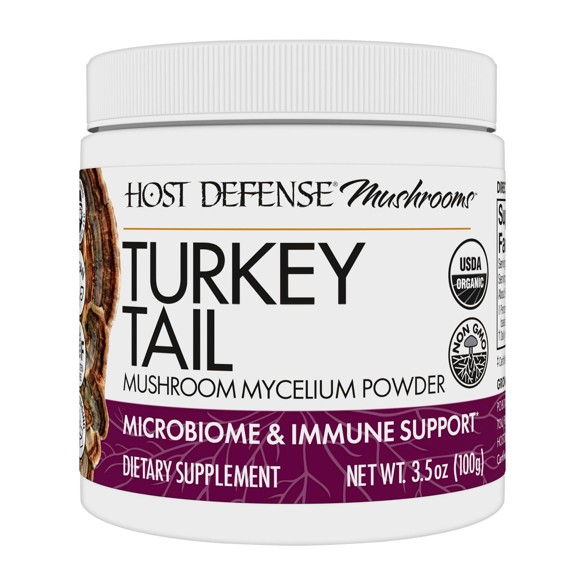 Host Defense Turkey Tail polvo en botella para apoyo digestivo suave