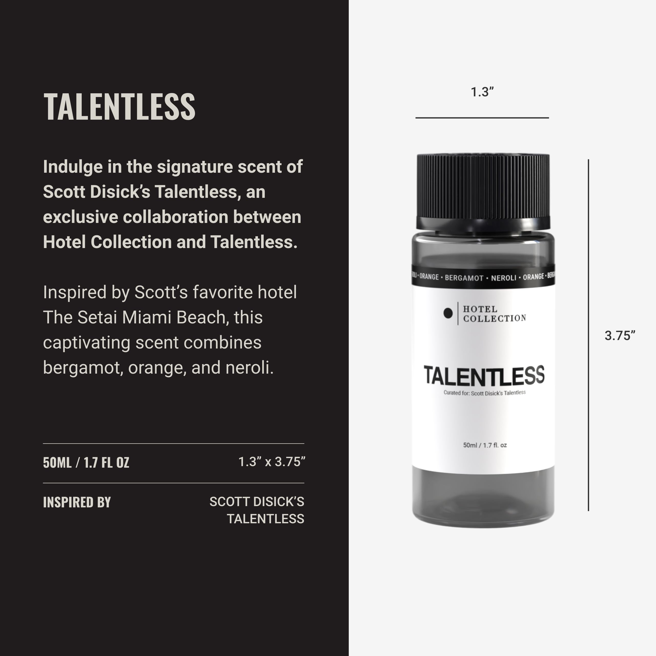 Hotel Collection Talentless oud: etiqueta visible en el frasco para un aroma lujoso.