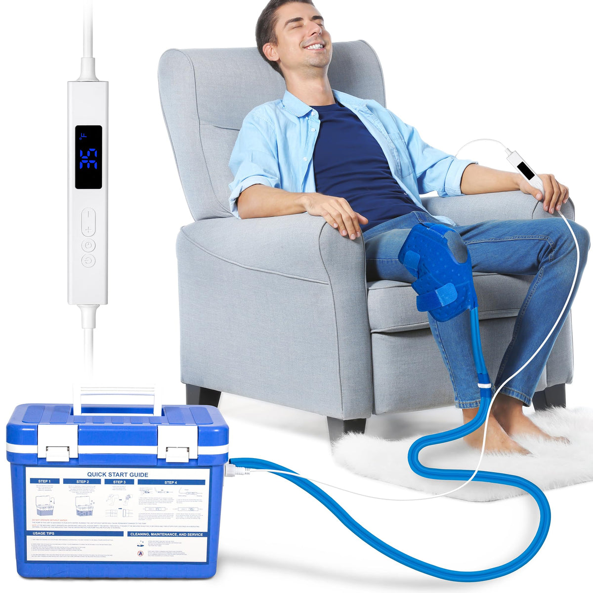 HOTHUGZ Maquina de terapia fría con control remoto para comodidad total.