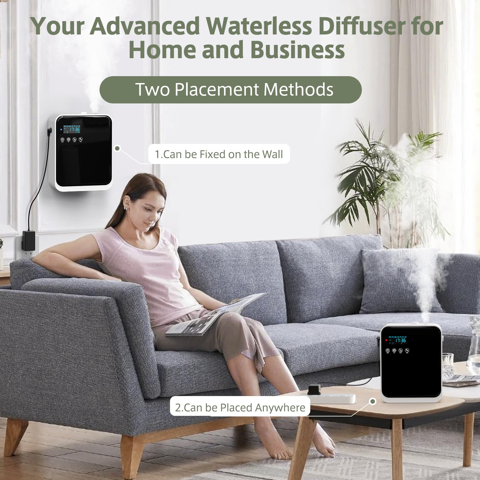 Difusor HOTOIQ sin agua en mesa, diseño compacto para uso diario