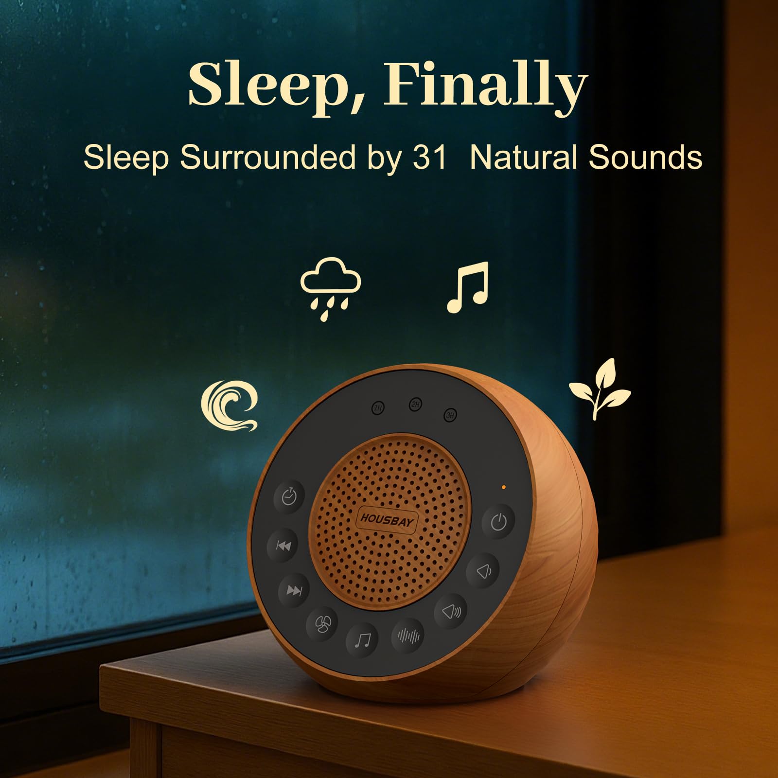 Housbay altavoz delantero-direccionado, sonido centrado para dormir sin distracciones