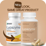 Plato con comida grasa y Lypazyme para apoyo digestivo