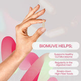 Houston Enzymes Biomuve: etiqueta detallada con ingredientes y beneficios.