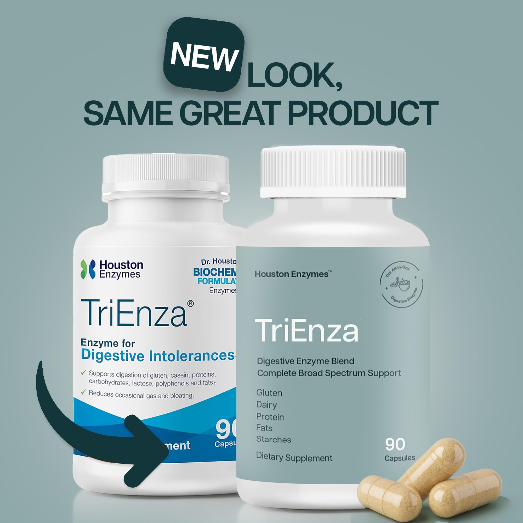 Houston Enzymes TriEnza: caja para uso diario y fácil manejo.
