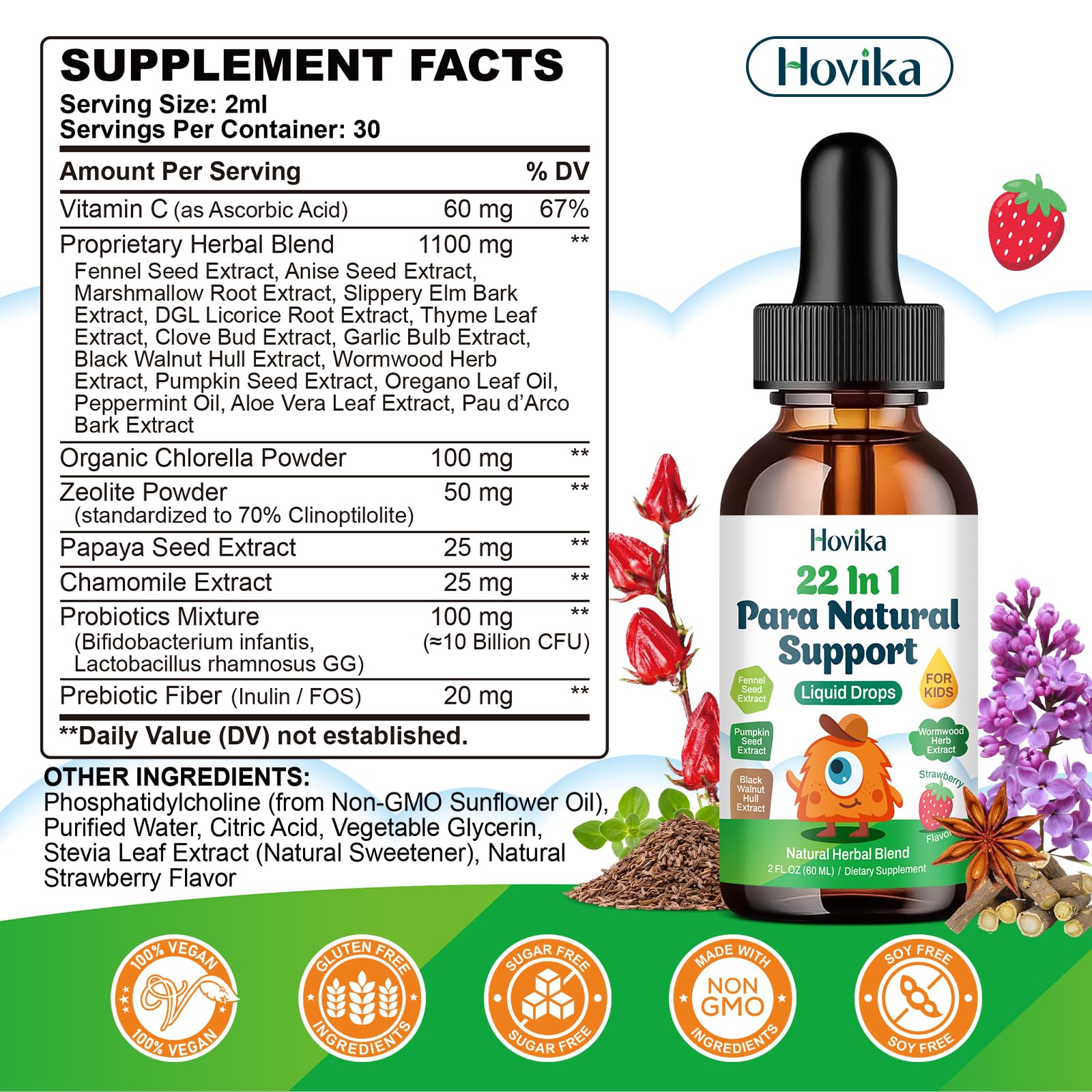 Mezcla de ingredientes herbales hovika para desintoxicación suave y natural