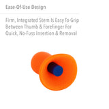 Howard Leight Quiet Earplugs con tallo de inserción fácil para colocación rápida.