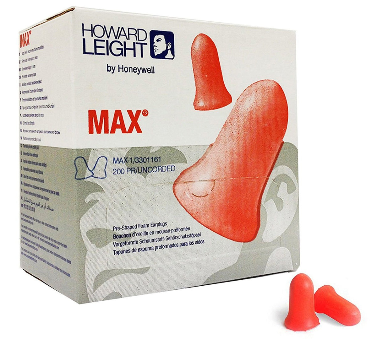 Howard Leight RTSMAX1 tapones auditivos preformados, confortables para uso prolongado y protección auditiva eficaz