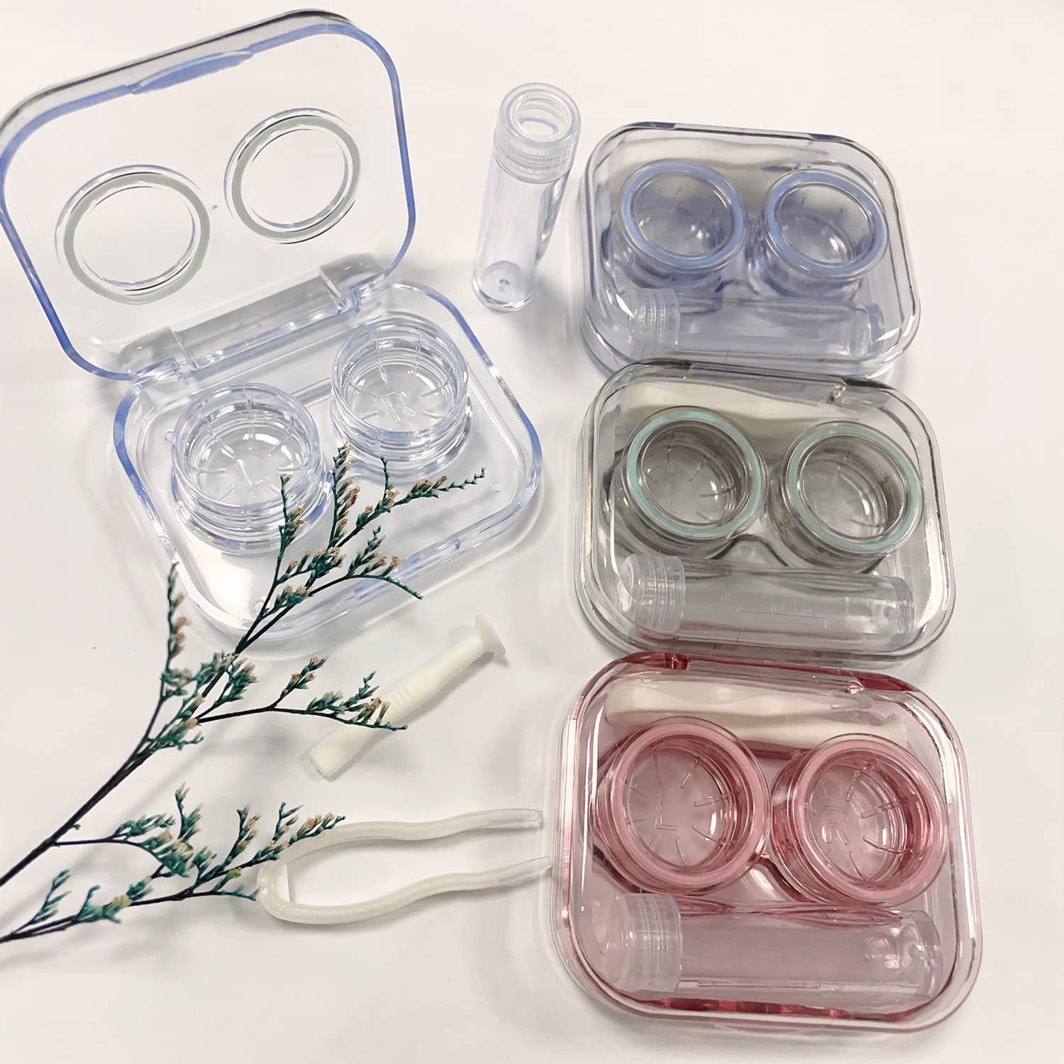 Howinn contenedor de almacenamiento de lentes, transparente para ver el color.