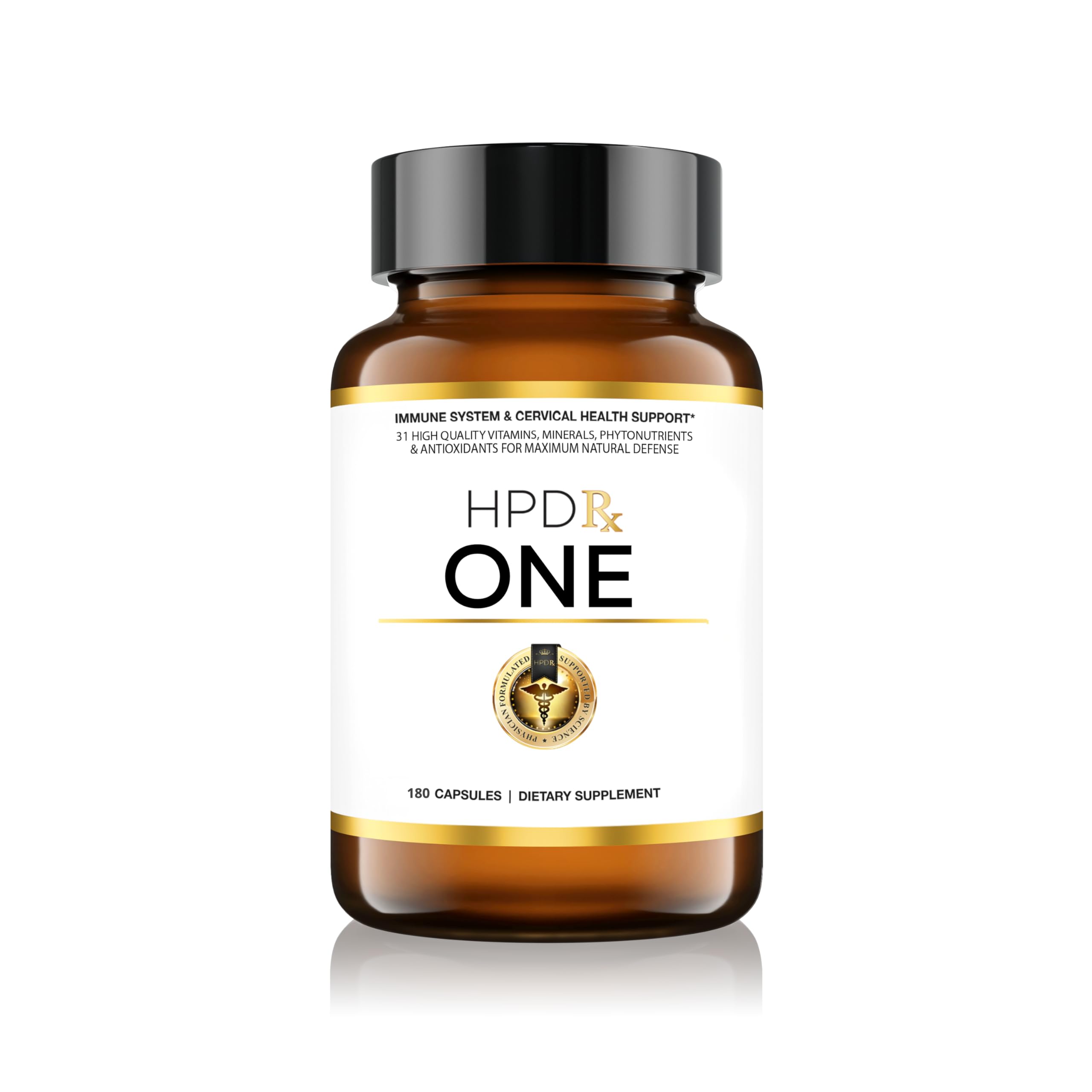 HPD Rx ONE: cápsulas de inmunidad en frasco para apoyo diario.