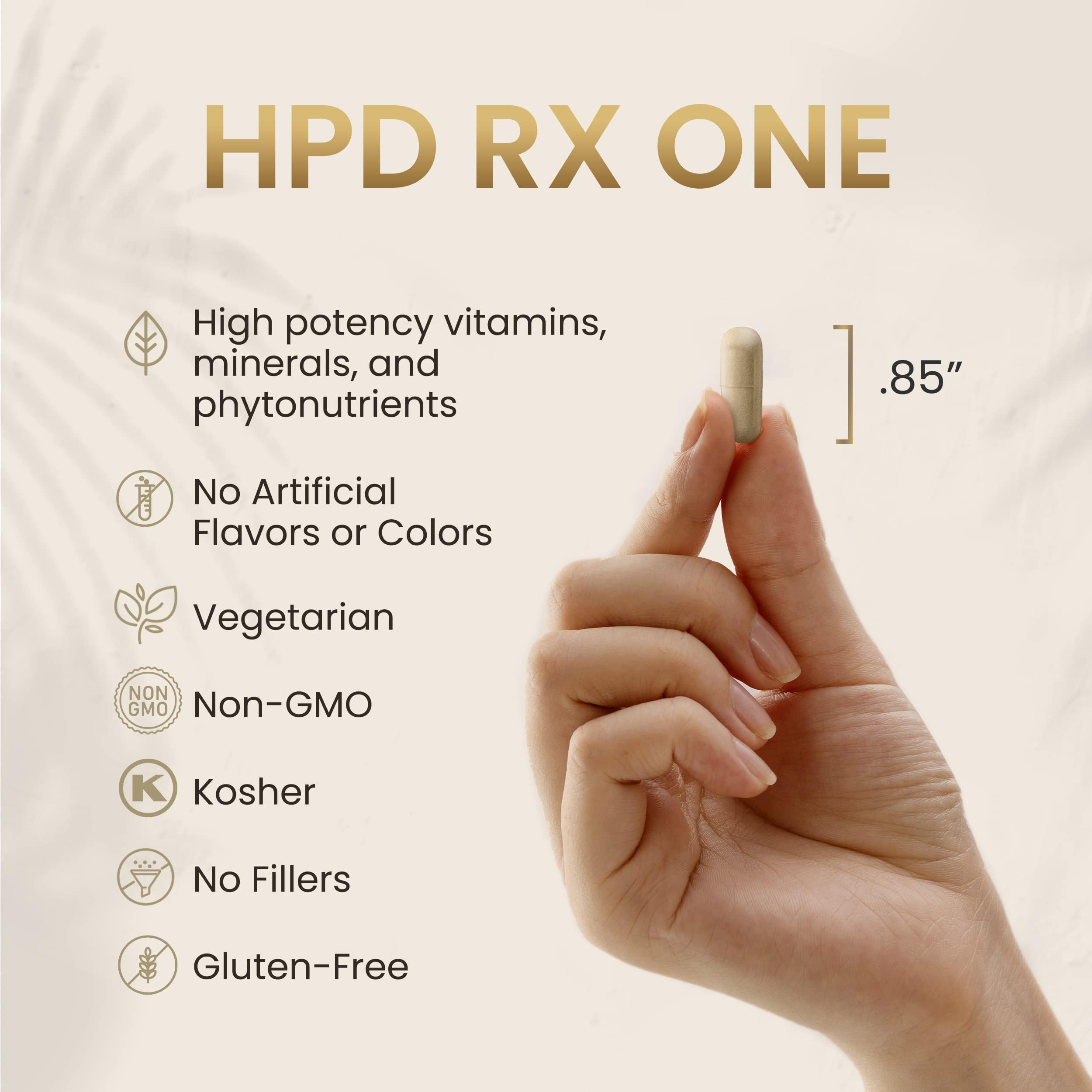 HPD Rx ONE: presentación de 180 cápsulas para planificar la rutina.