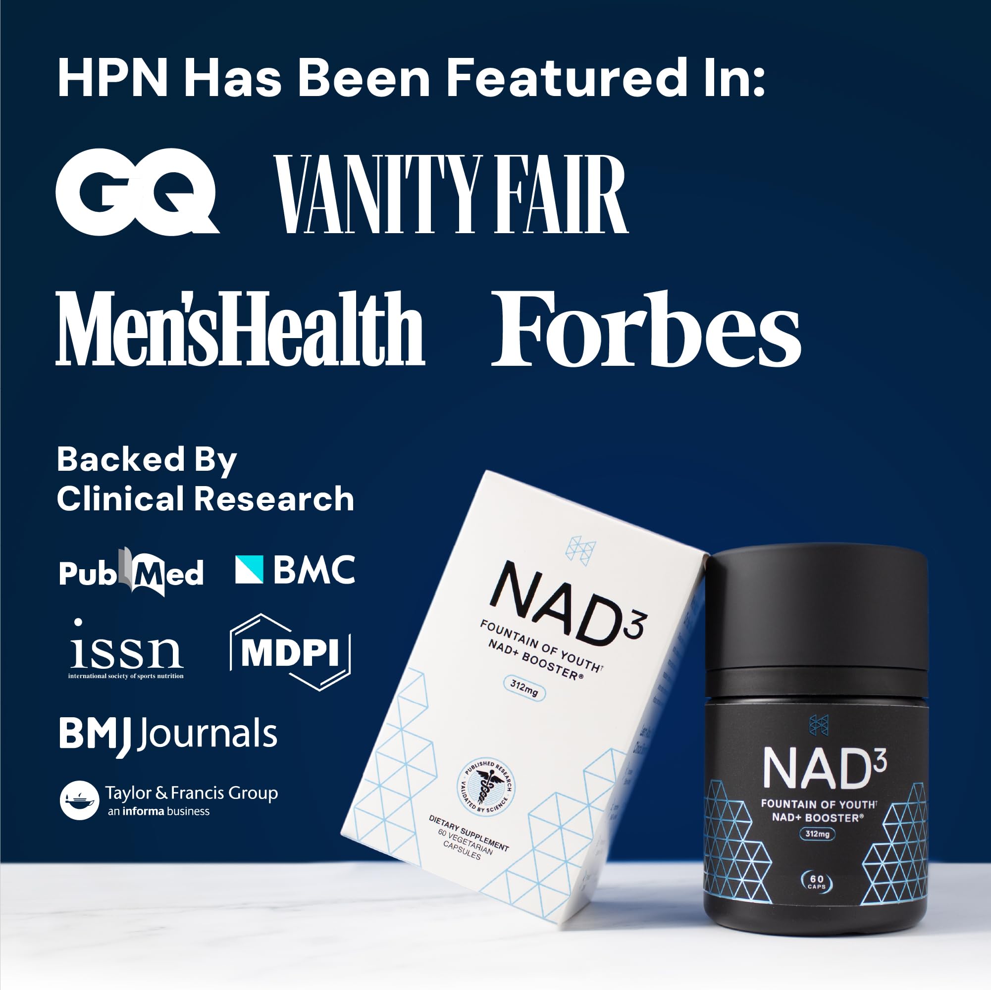Fabricación en Estados Unidos de NAD3 con certificación NSF cGMP.