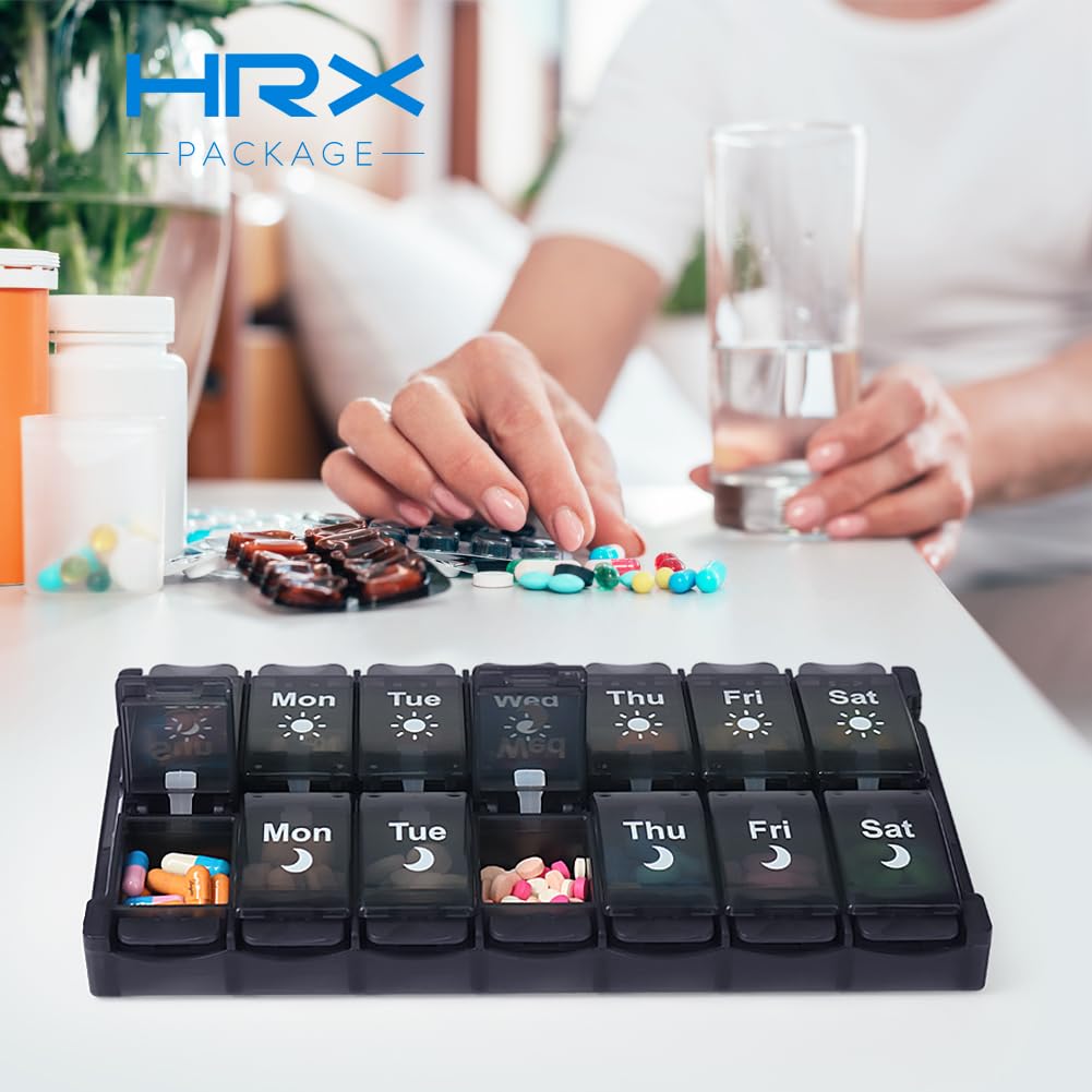 HRX Package Esquema negro con letras blancas para AM y PM.