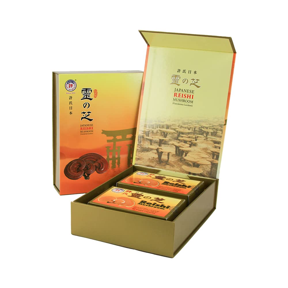 Cápsulas de reishi japonés de Hsu's en frasco, posible apoyo a defensas naturales.