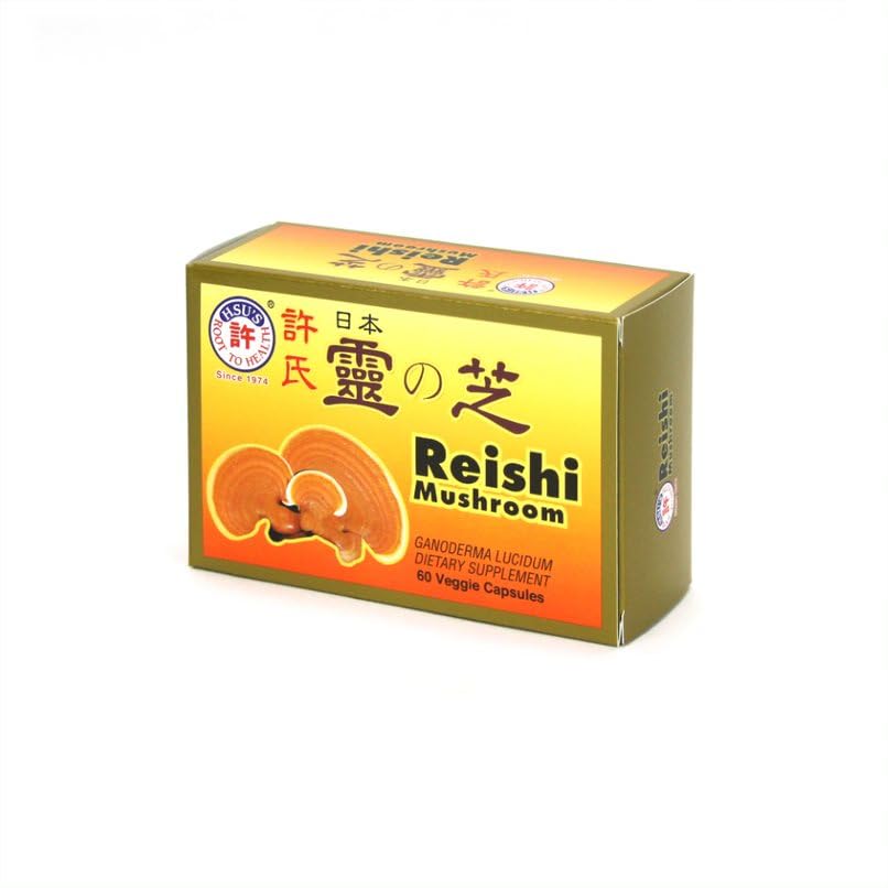 Cápsulas en mano de Hsu's reishi japonés, fáciles de incorporar a la rutina.