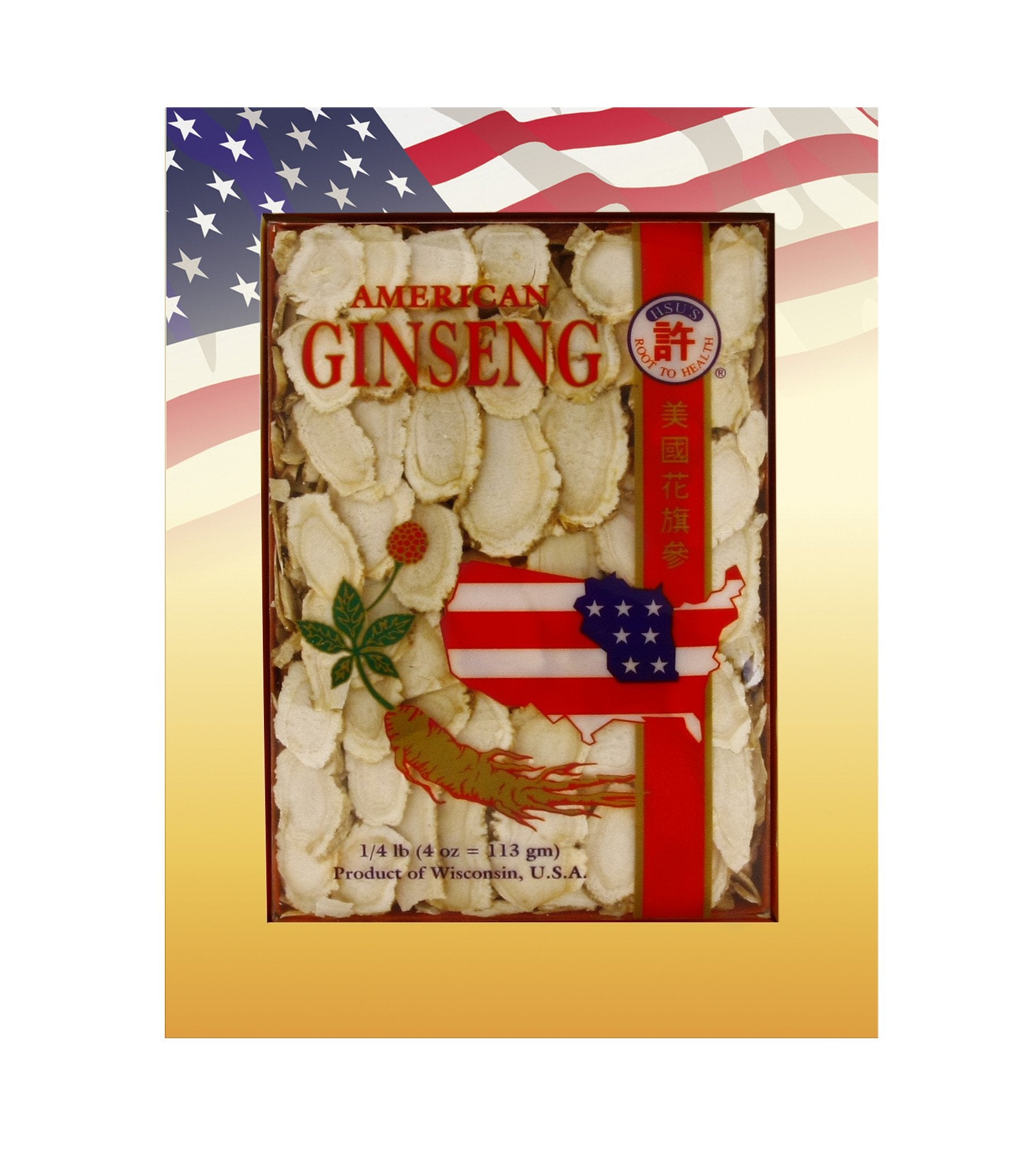 Ginseng americano de Wisconsin Hsu's: rodajas grandes para infusiones aromáticas.