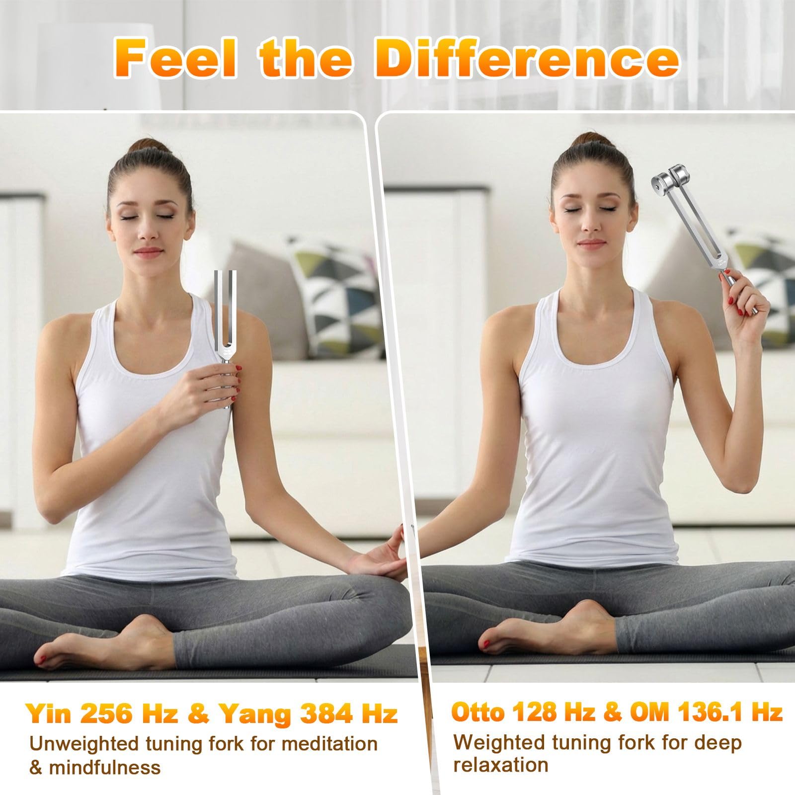 HTAIWLL tenedor de afinación 256hz para meditación profunda y relajación emocional.