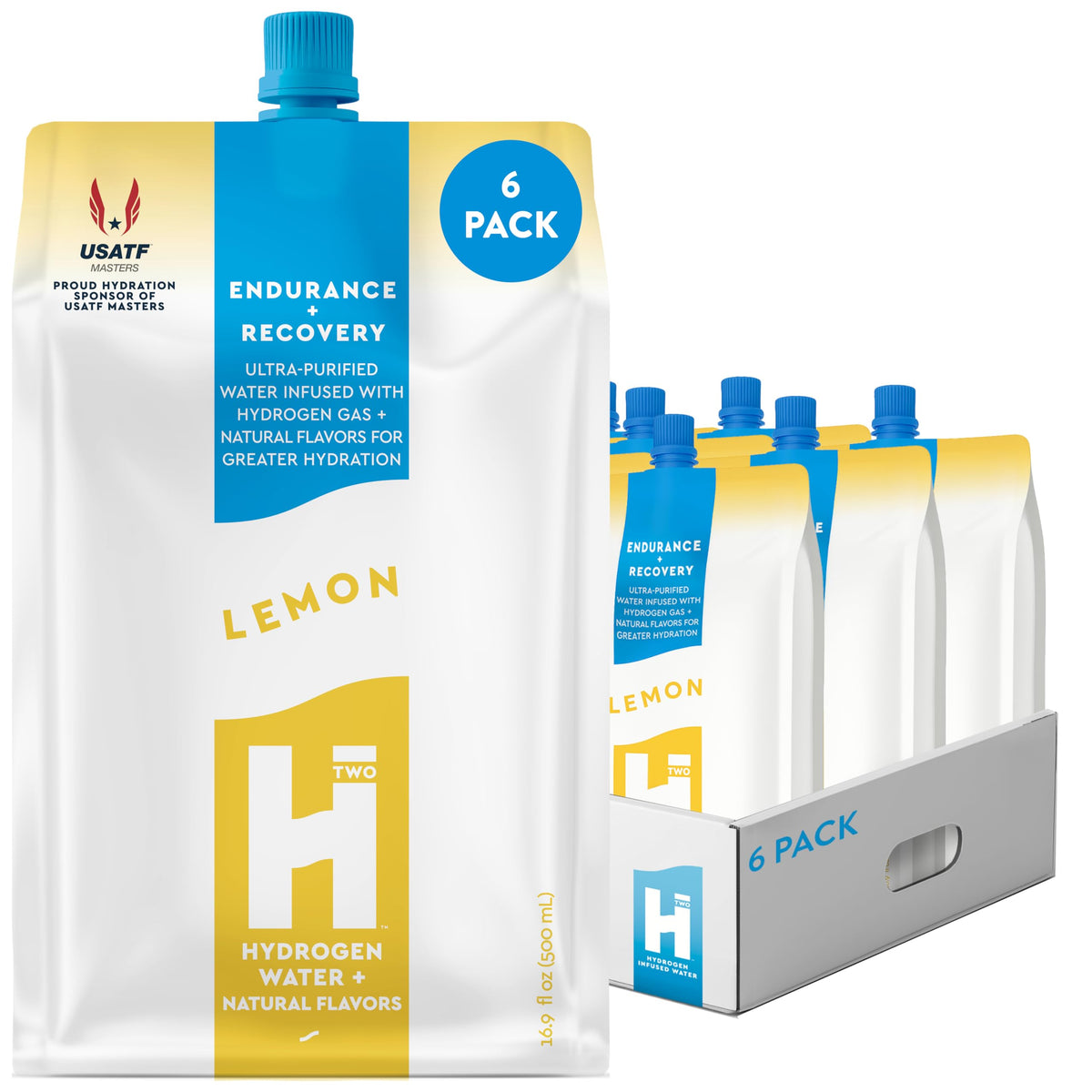 HTWO agua hidrogenada limón, botella, potencia de hidratación para uso diario.