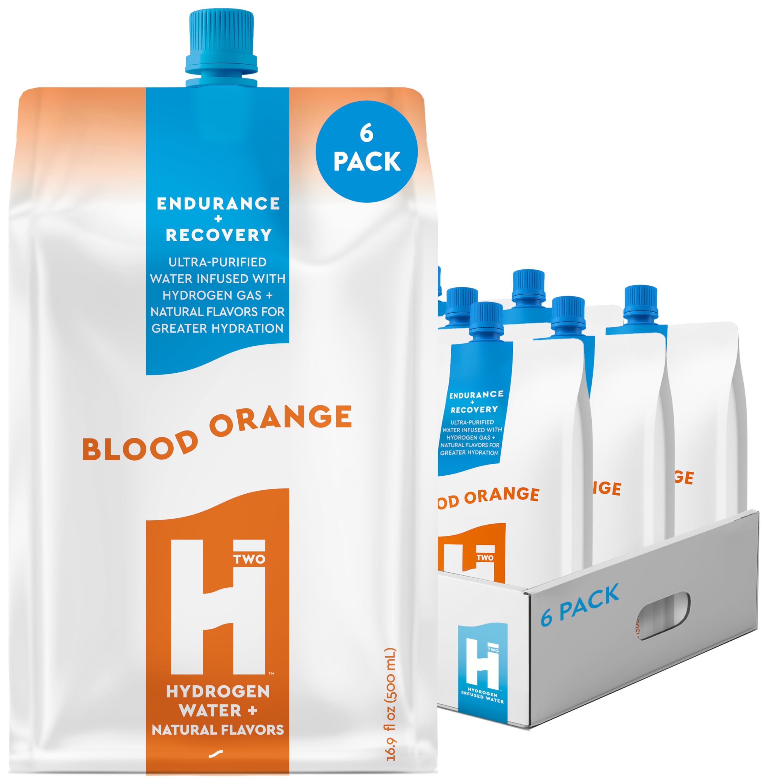 HTWO agua de hidrógeno sabor naranja en botella, hidratación sin azúcar para entrenamientos.