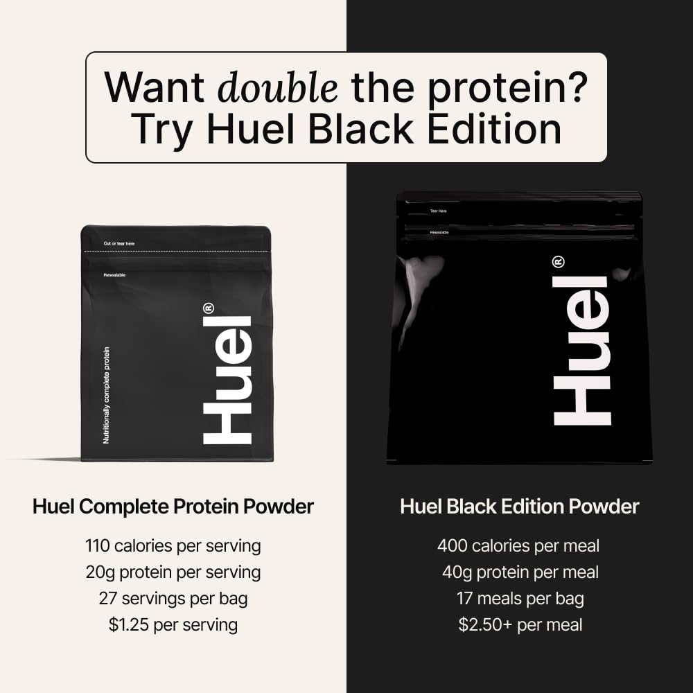 Huel 26 porciones por envase, conveniencia para compras regulares