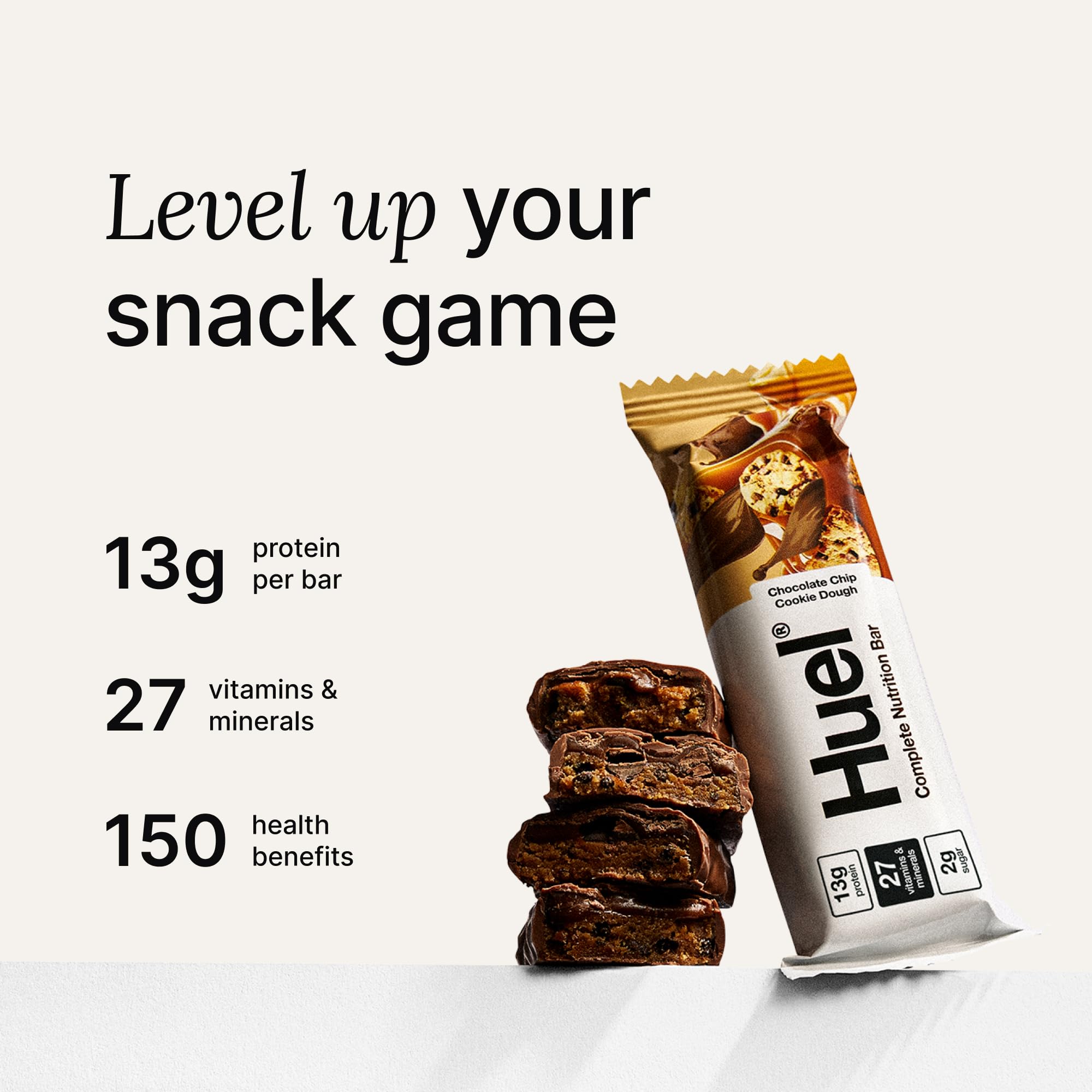 Barra Huel crujientes de cacao chocolate vegano para entrenamiento y estudio.