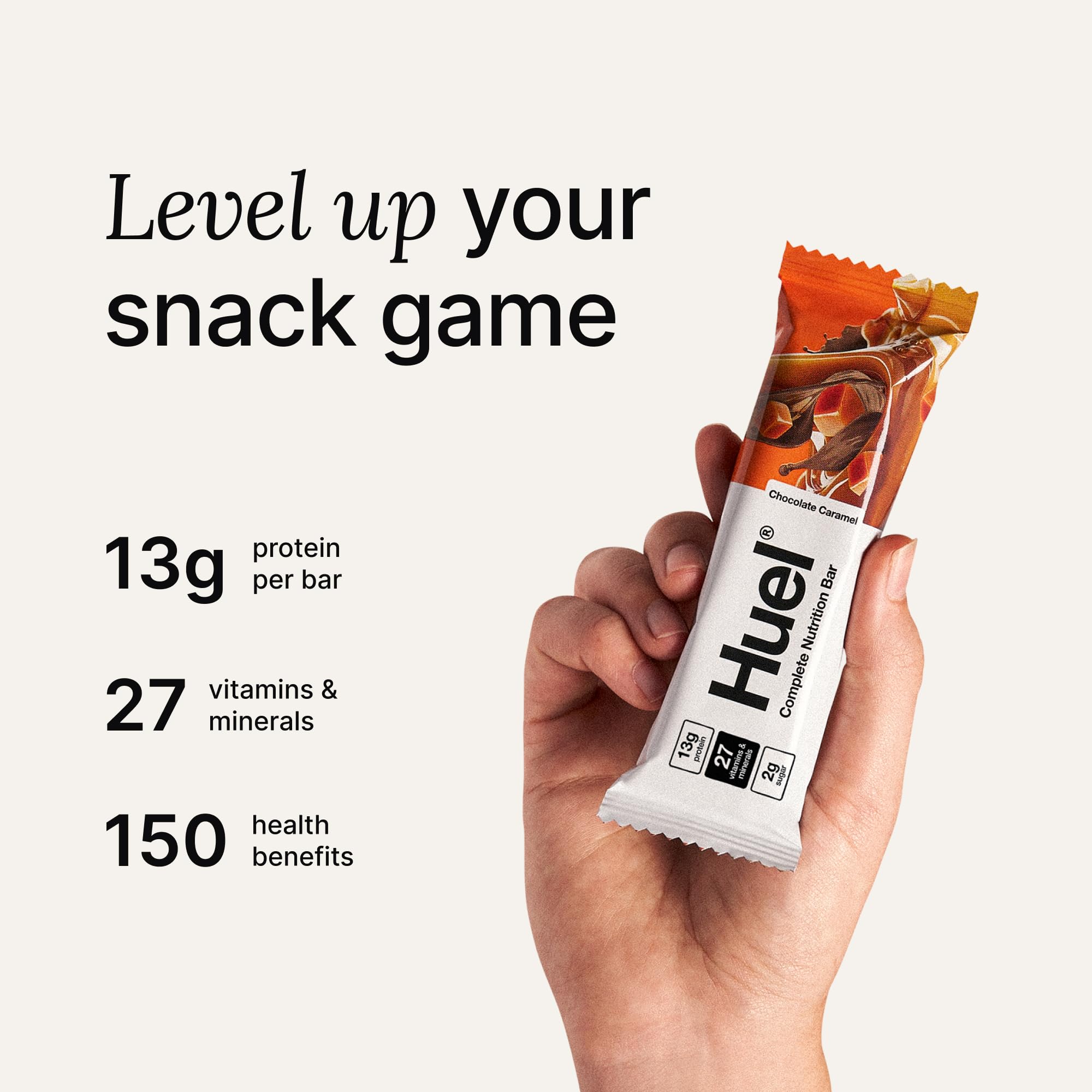 Barra Huel Nutrición Completa Caramelo cremoso, snack suave para media mañana