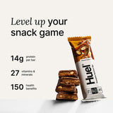 Textura proteica de la barra HUEL, ideal para snack entre comidas