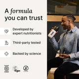 Huel Black Edition Vanilla travel-pack prepared for busy days