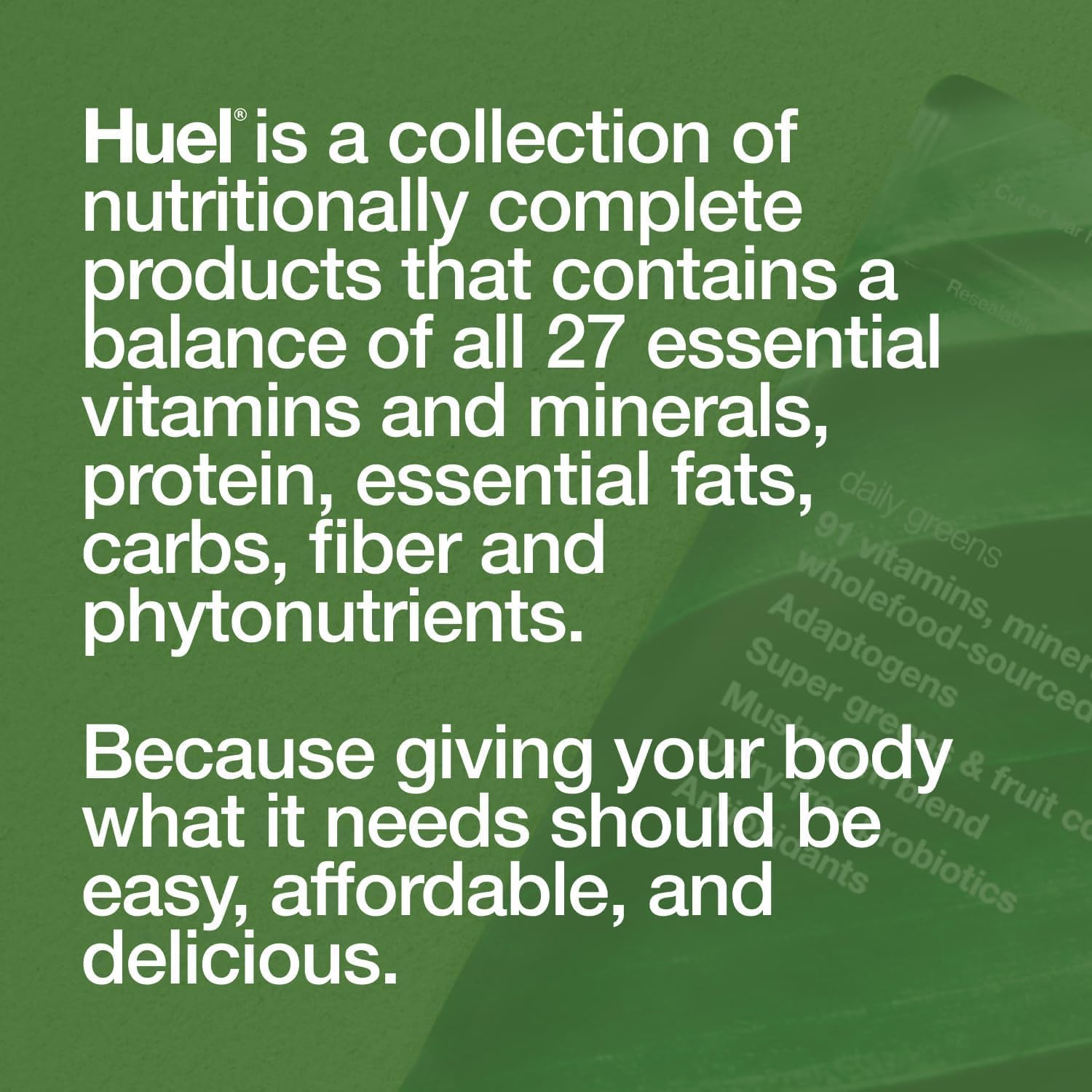 Huel Daily Greens facilita una rutina matutina saludable tras el desayuno.