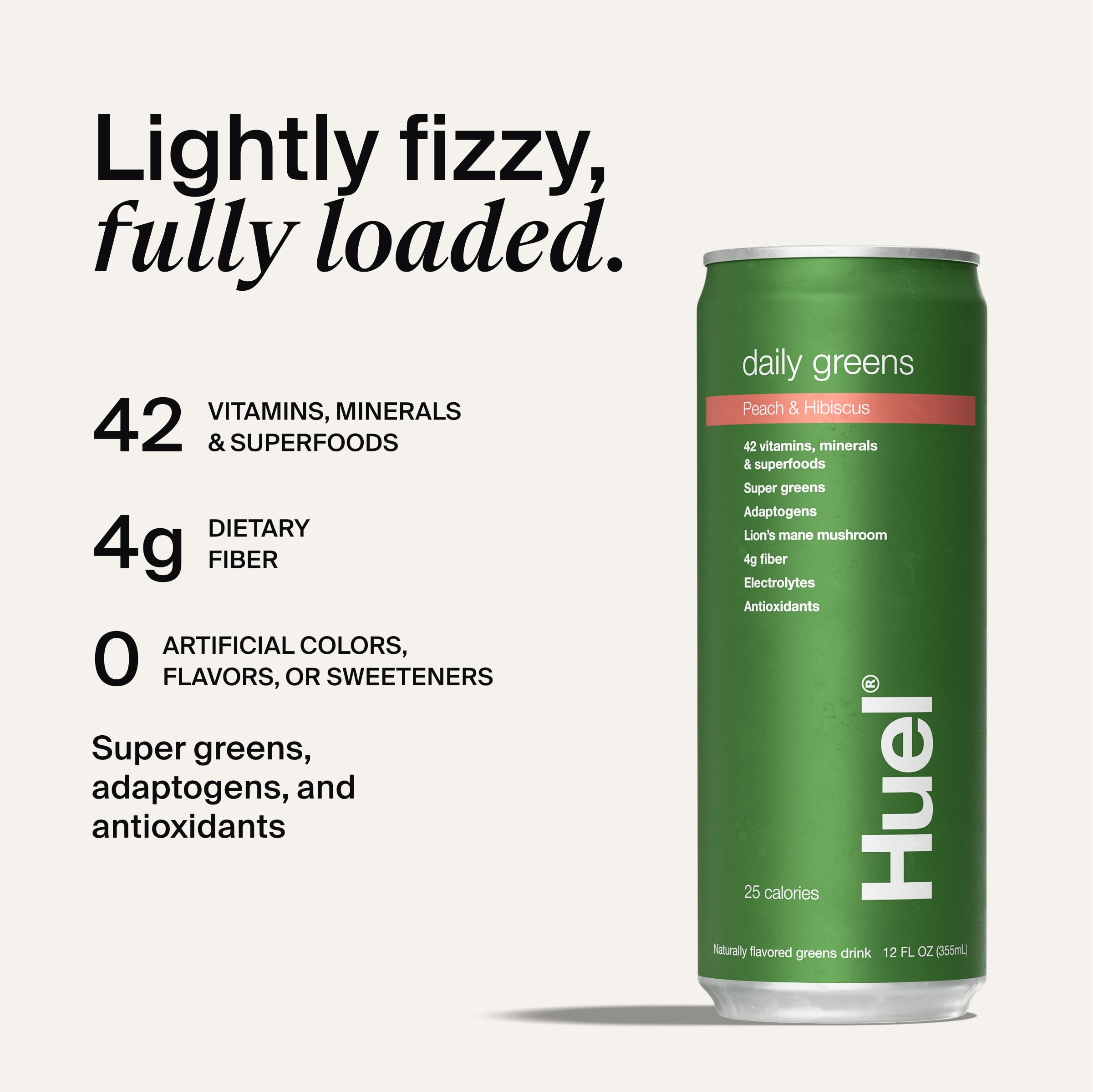 Huel Daily Greens sabor durazno hibisco, para empezar la mañana con energía.