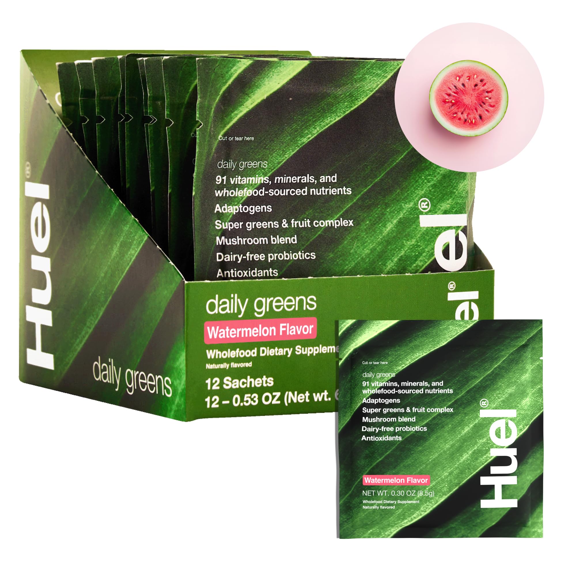 Huel Verdes Diarios Sandía en vaso para empezar el día con energía