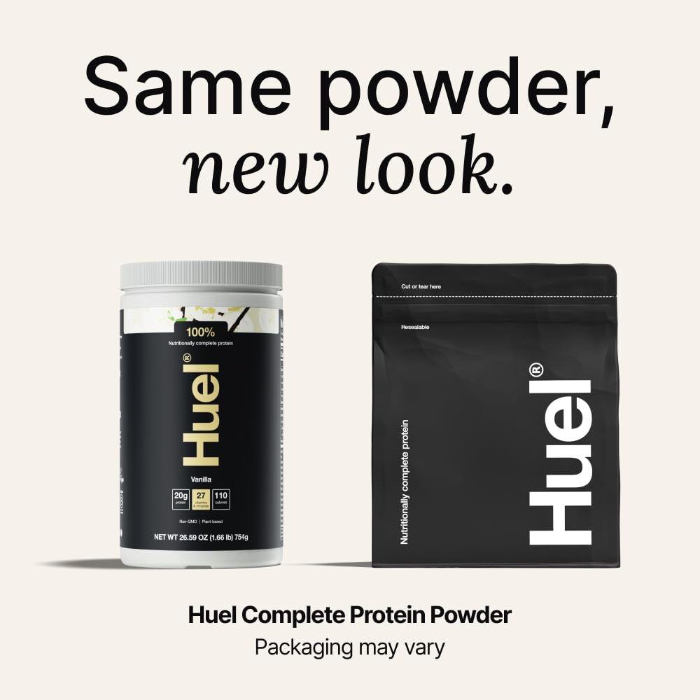 Huel proteina vegetal fresa, bote de 26 porciones listo para tus desayunos