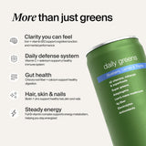 Vaso con la bebida Huel Verdes Diarios, sabor refrescante para la mañana.