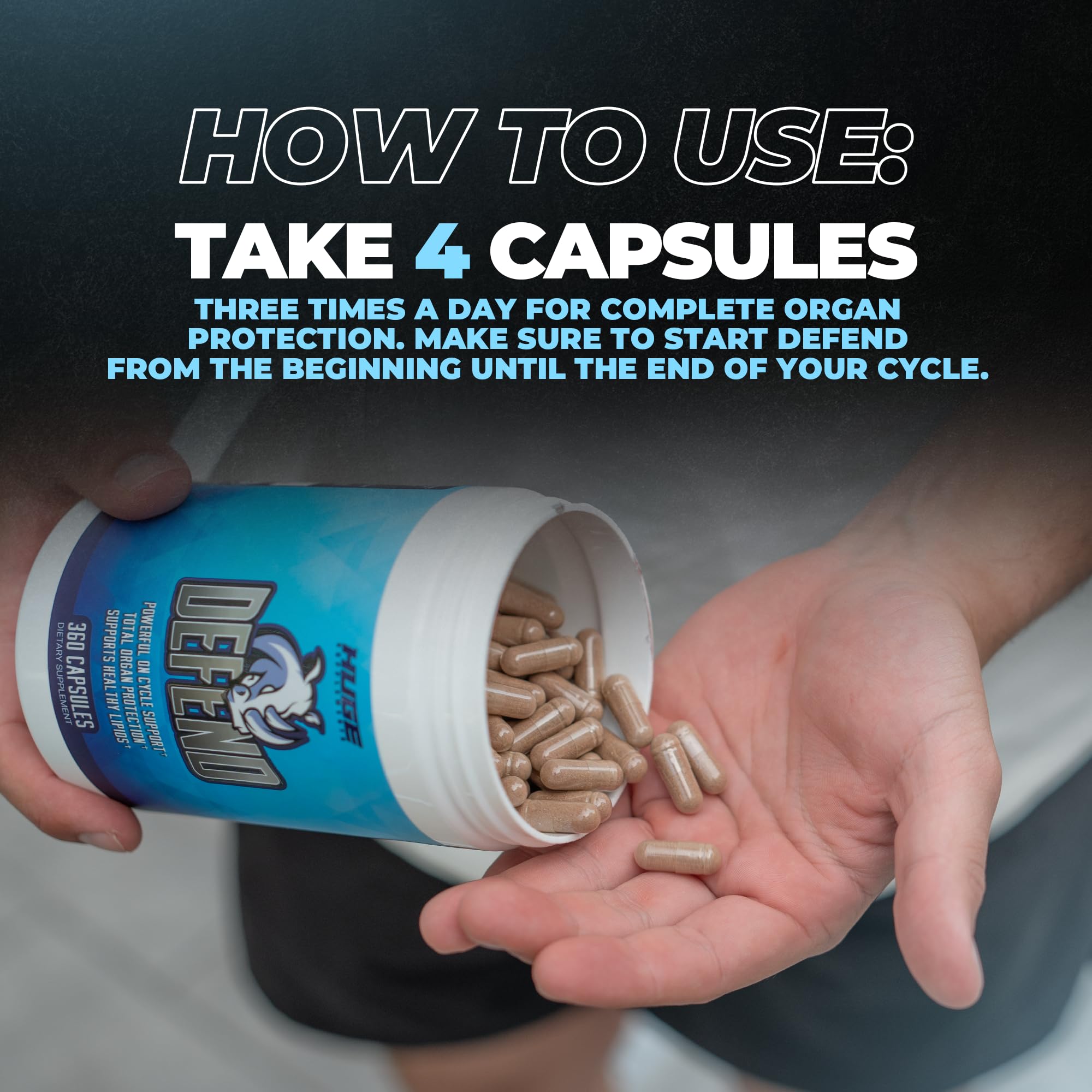 Huge Supplements Defend fórmula avanzada con ingredientes clave