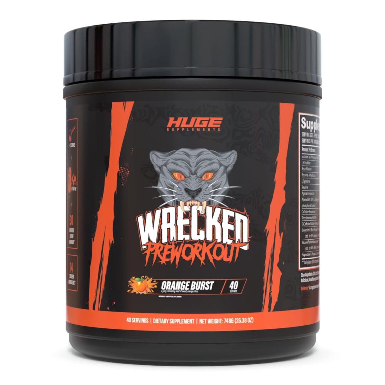 Huge Supplements Wrecked energía sostenida para entrenamientos intensos.
