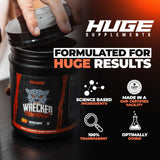Huge Supplements Wrecked mezcla sin grumos para sesiones sin interrupciones.