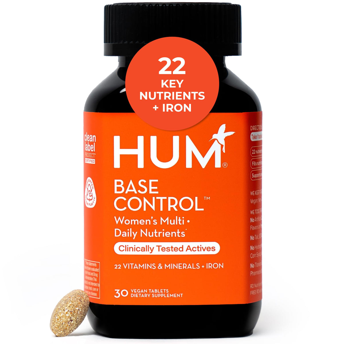 Hum Base Control botella: suplemento diario para mujeres, apoyo nutricional general.