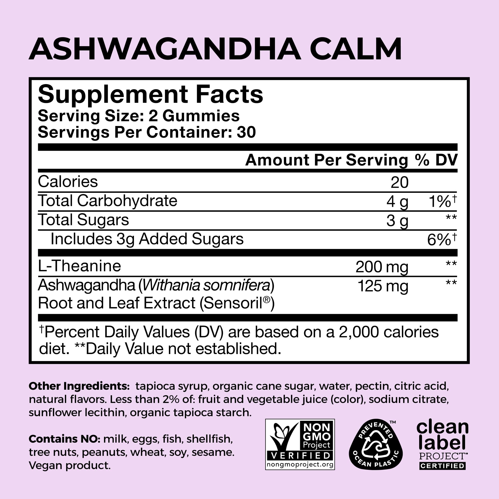 Etiqueta de HUM Calm indica dosis diaria para uso consistente.