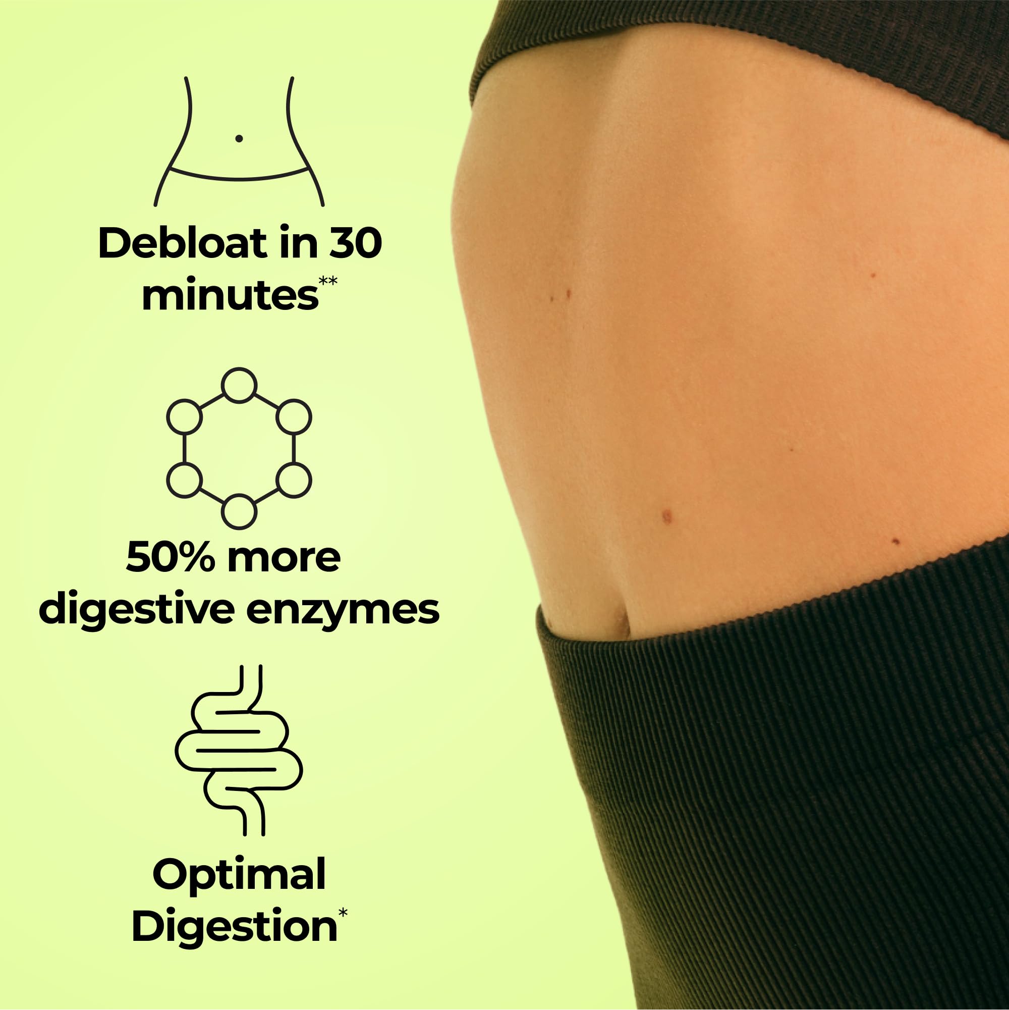 Hum Flatter Me, etiqueta frontal, transmite confianza en ingredientes naturales para el bienestar digestivo.
