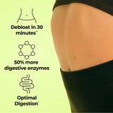Hum Flatter Me, etiqueta frontal, transmite confianza en ingredientes naturales para el bienestar digestivo.
