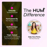 Gomitas HUM Hair Strong, envase práctico para almacenamiento diario.
