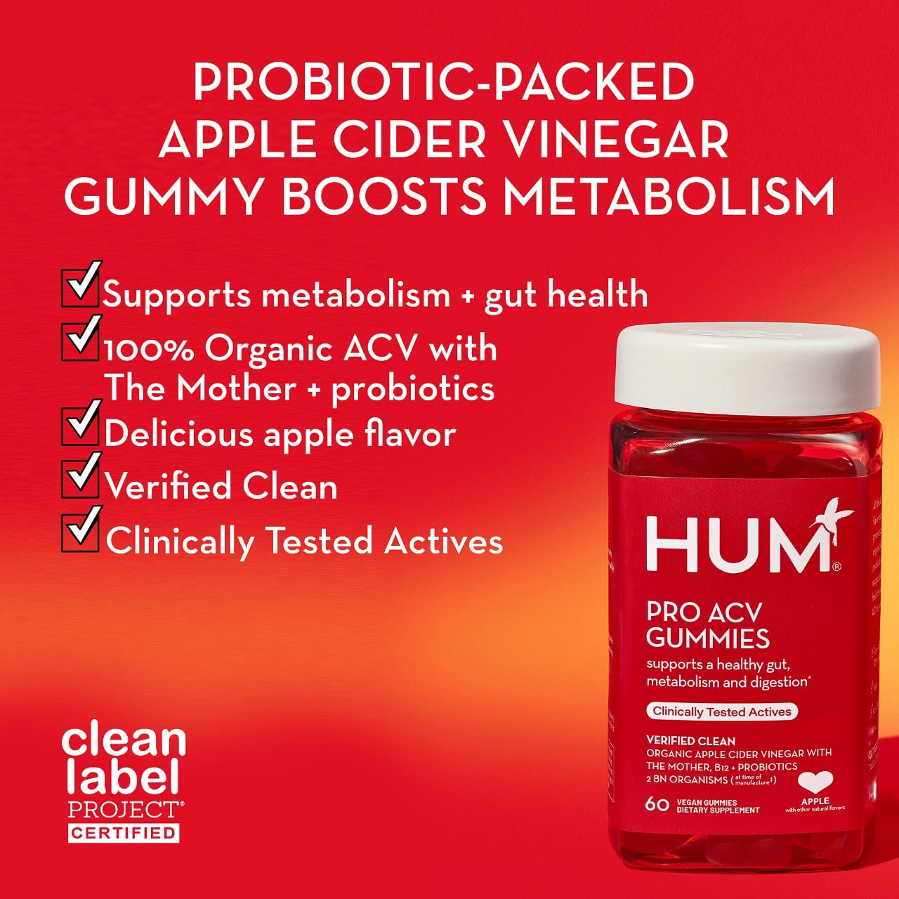 Gomitas HUM Pro con vitamina B12 para energía natural.