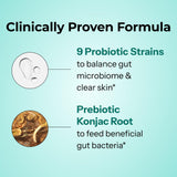 HUM Skin Squad Probiotics ingredientes: nueve cepas probióticas para apoyo digestivo.